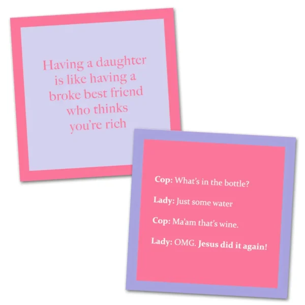 double sided cocktail napkins with a funny saying on each side