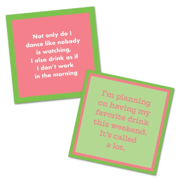 Double sided cocktail napkins with funny sayings