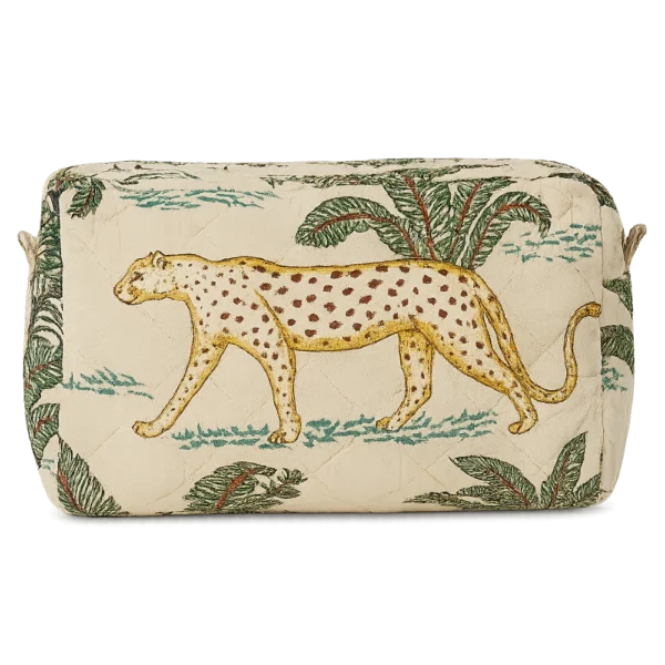 Ivory jungle print waterproof wash bag